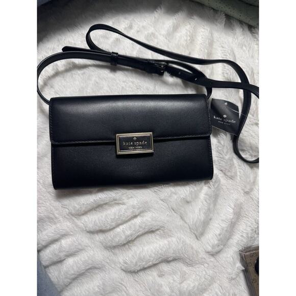 Kate Spade KB545 Reegan Crossbody IN Black Smooth Leather NWT - Picture 1 of 10